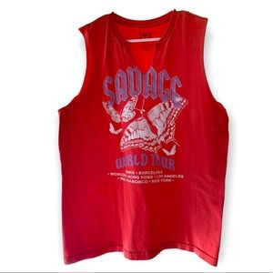 Sleeveless graphic crew neck tank tee